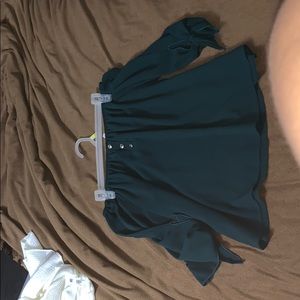 Adorable Off the Shoulder Emerald Green Top!